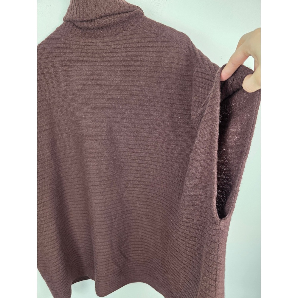 Garnet Hill 100% Cashmere Ribbed Cowl Neck Cape Sweater Burgundy Womens Small - Picture 4 of 8